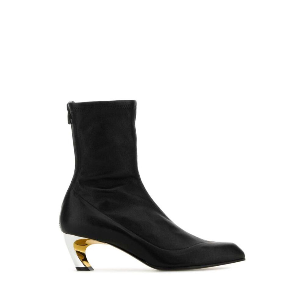 Alexander Mcqueen Women Black Leather Armadillo Ankle Boots